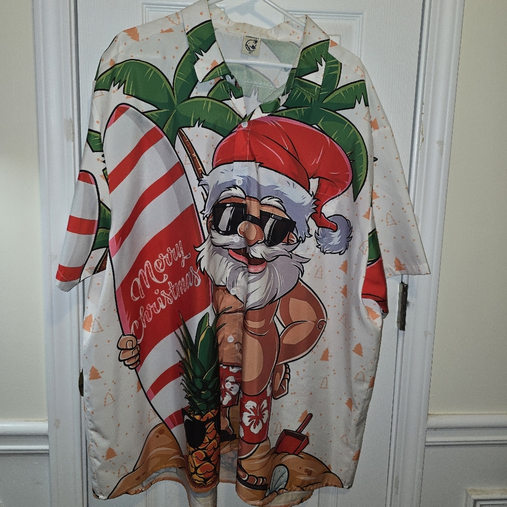 Surfing Santa Hawaiian Shirt Hardaddy